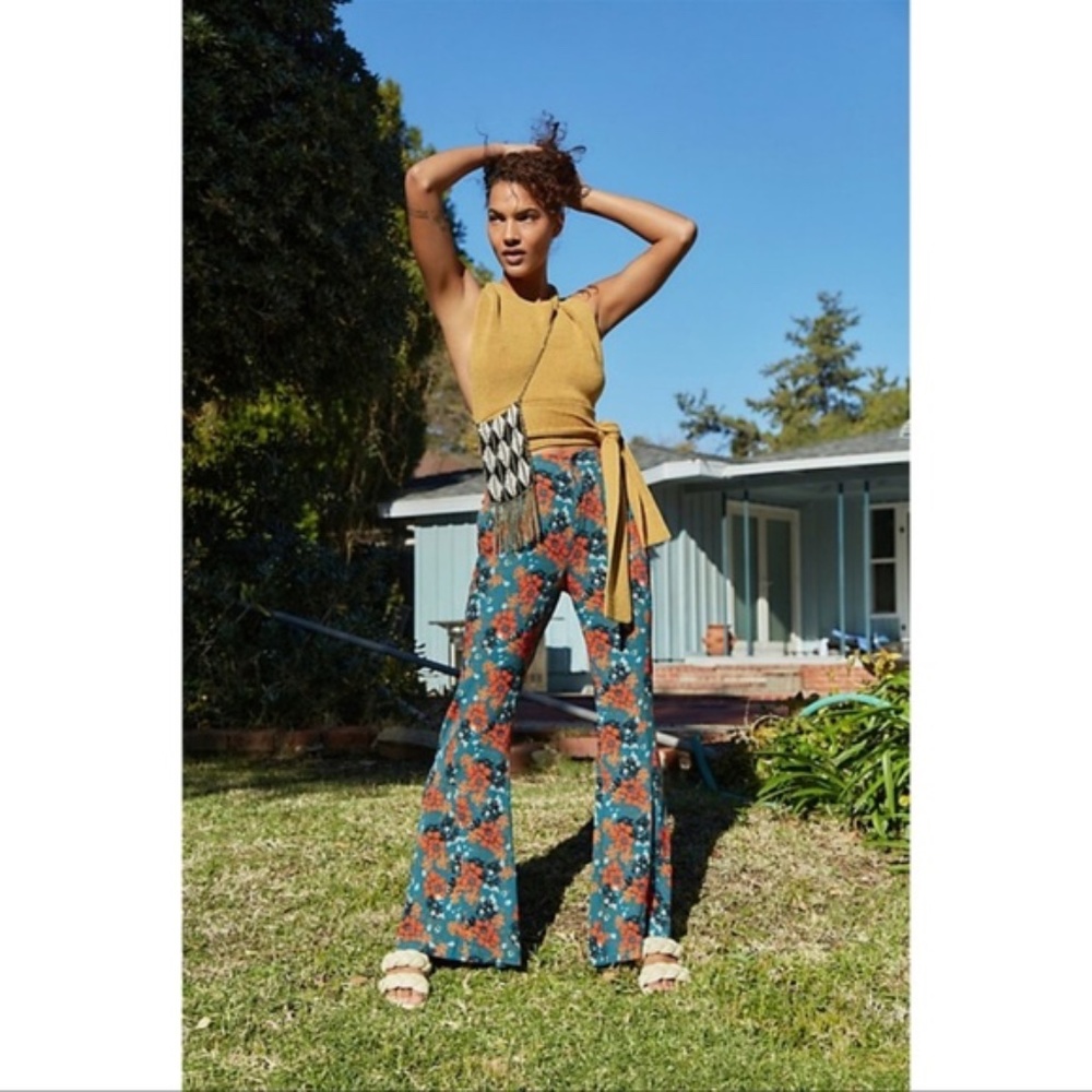 Free People Can't Take My Eyes Off of You Floral Flare Pants  NWT